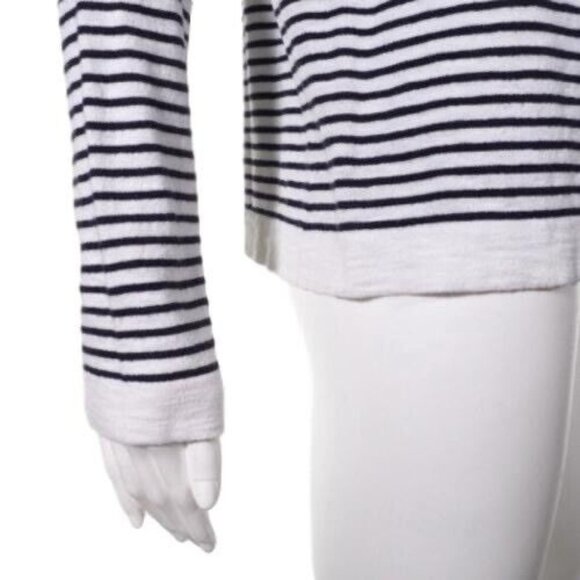 Gap Sweater Women Size Small  V Neck Striped Long Sleeve Black White Pullover - Picture 8 of 11